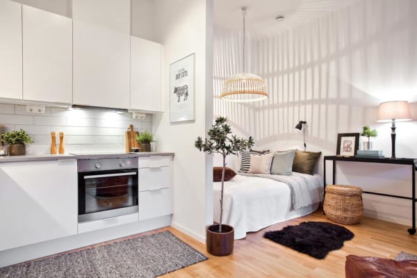 Anna Plamer Interiors Studio Flat Ideas Kitchen 600x400 - Tiện nghi với 4 cách thiết kế nội thất cho không gian nhà ở nhỏ, hẹp