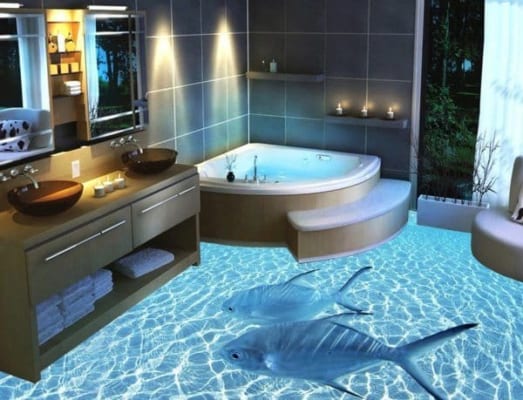 bathroom fishes 523x400 - Ngôi nhà thêm sinh động với sàn nhựa 4D