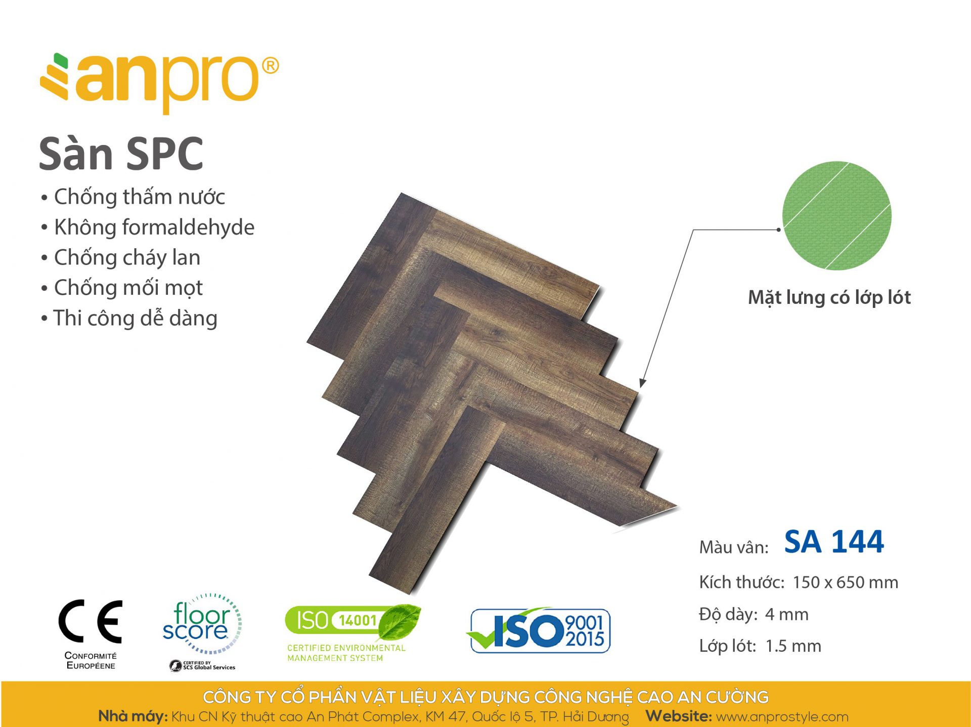 Sàn AnPro vân gỗ SA144 | AnPro - Nhựa Kiến Trúc Hi-tech