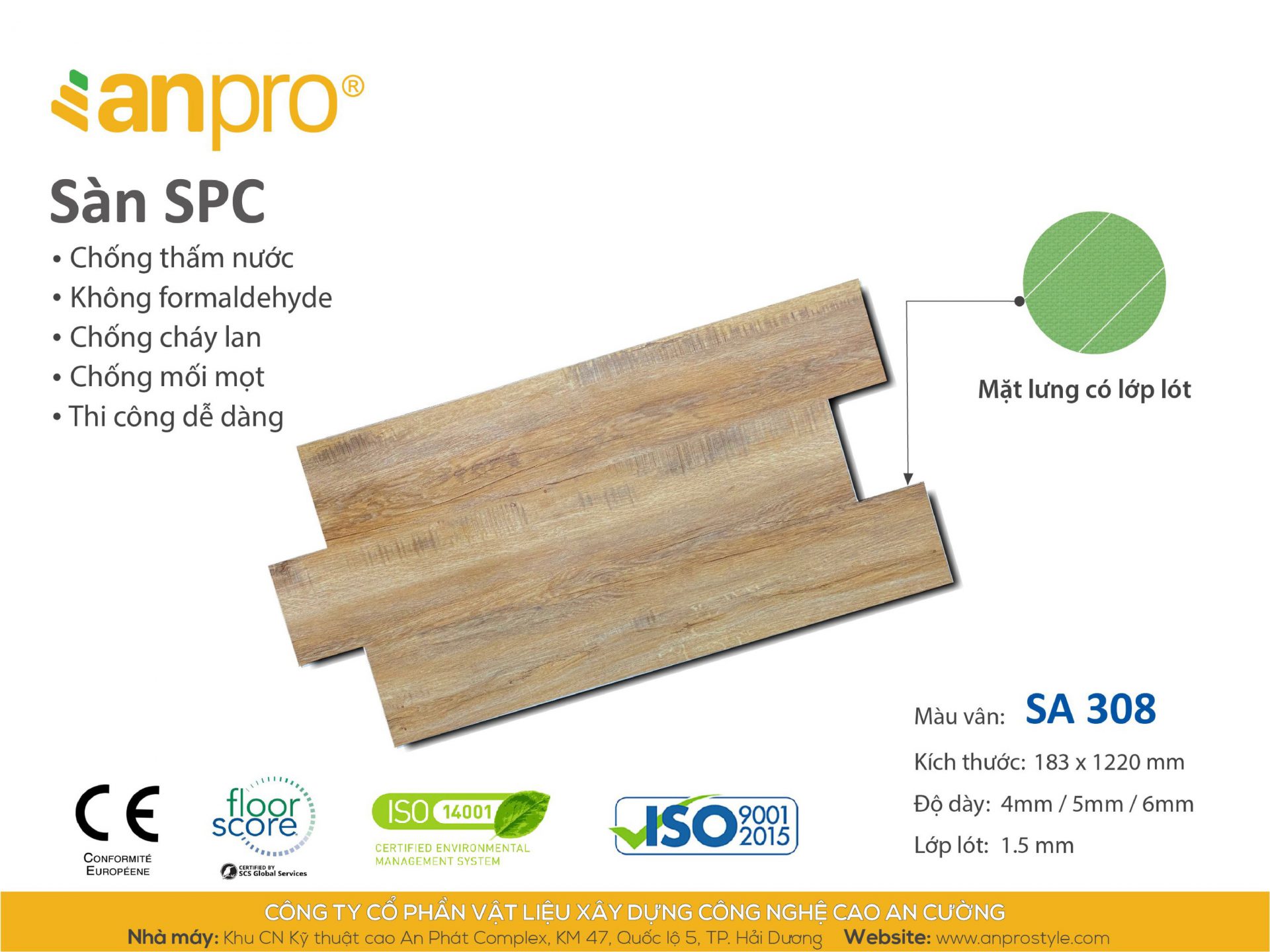 poster SA308 - Sàn AnPro vân gỗ SA308